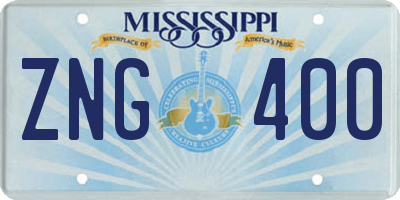 MS license plate ZNG400