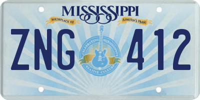 MS license plate ZNG412