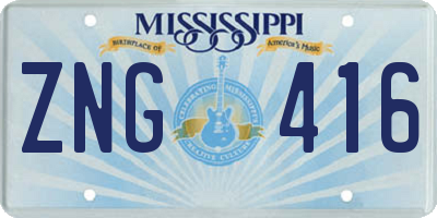 MS license plate ZNG416