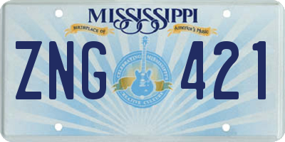MS license plate ZNG421