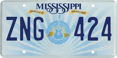 MS license plate ZNG424