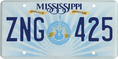 MS license plate ZNG425
