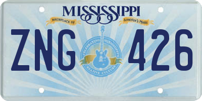 MS license plate ZNG426