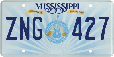 MS license plate ZNG427