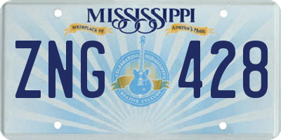 MS license plate ZNG428