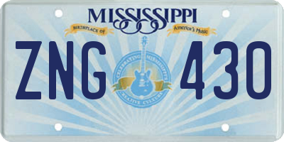 MS license plate ZNG430