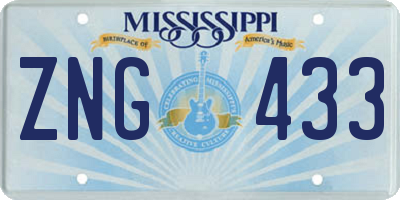 MS license plate ZNG433