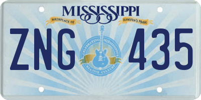 MS license plate ZNG435