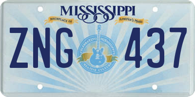 MS license plate ZNG437
