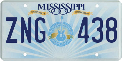 MS license plate ZNG438