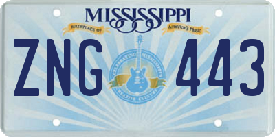 MS license plate ZNG443