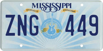 MS license plate ZNG449
