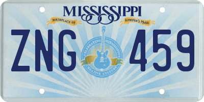 MS license plate ZNG459