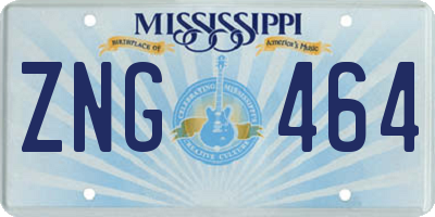 MS license plate ZNG464