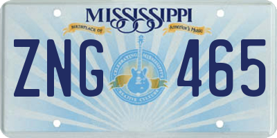 MS license plate ZNG465