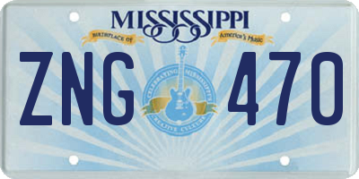 MS license plate ZNG470