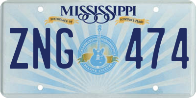MS license plate ZNG474