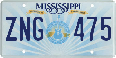 MS license plate ZNG475
