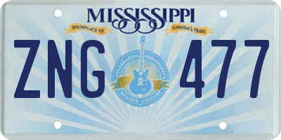 MS license plate ZNG477