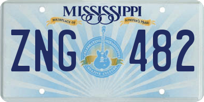 MS license plate ZNG482
