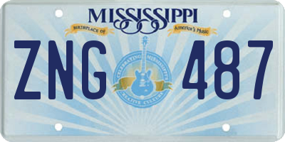 MS license plate ZNG487