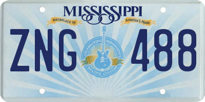MS license plate ZNG488