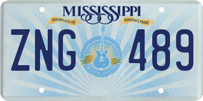 MS license plate ZNG489
