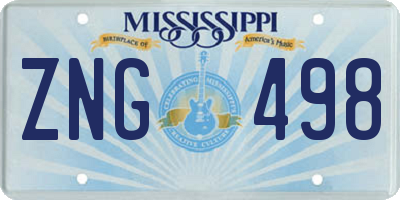 MS license plate ZNG498