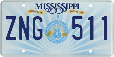 MS license plate ZNG511