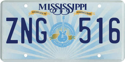 MS license plate ZNG516