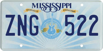 MS license plate ZNG522