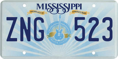 MS license plate ZNG523