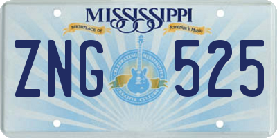 MS license plate ZNG525