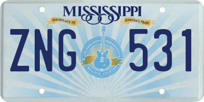 MS license plate ZNG531