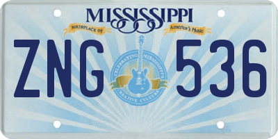 MS license plate ZNG536