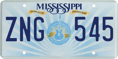 MS license plate ZNG545