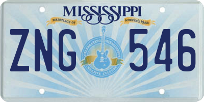 MS license plate ZNG546