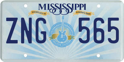 MS license plate ZNG565
