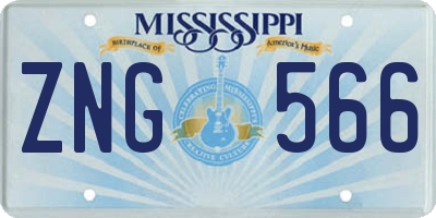 MS license plate ZNG566