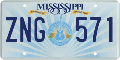 MS license plate ZNG571