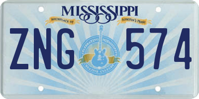 MS license plate ZNG574
