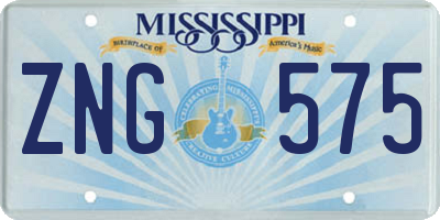 MS license plate ZNG575