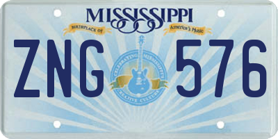 MS license plate ZNG576