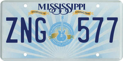 MS license plate ZNG577