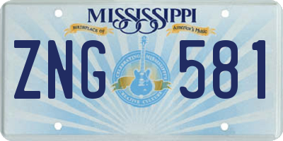 MS license plate ZNG581