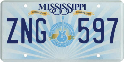 MS license plate ZNG597