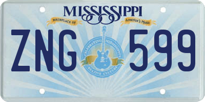 MS license plate ZNG599