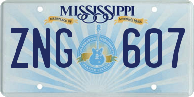MS license plate ZNG607