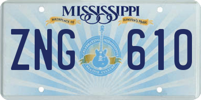 MS license plate ZNG610