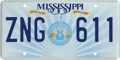MS license plate ZNG611